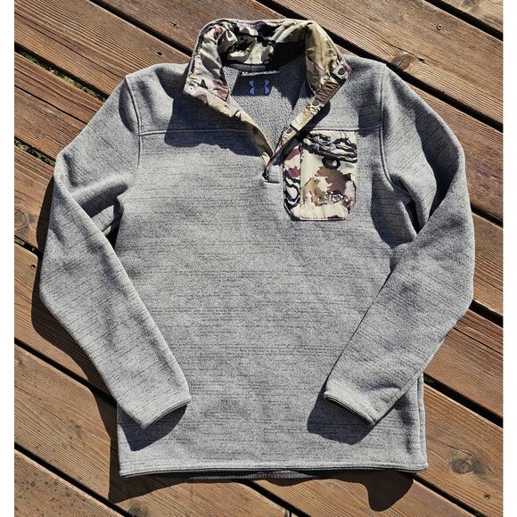 Under Armour Sweater Mens Medium Specialist 2.0 Henley Camo Pullover Snap - Picture 1 of 6